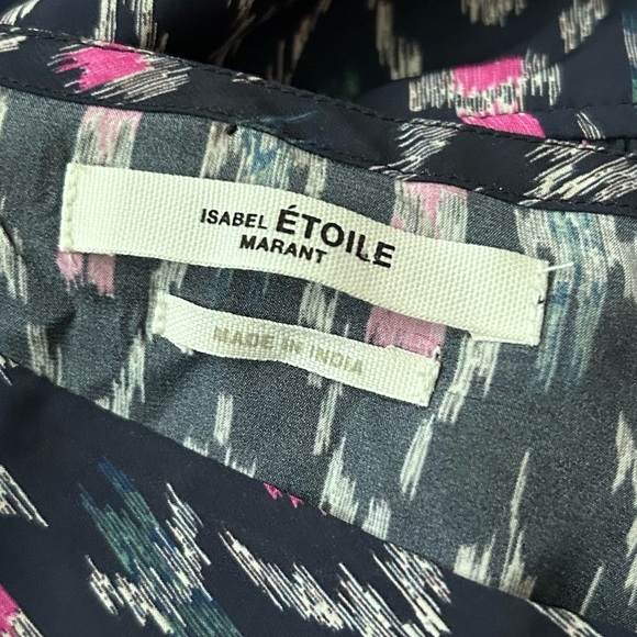 Isabel Marant Etoile Almeya Ikat Print Midi Dress in Faded Night Sz 8 - Picture 10 of 11